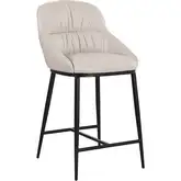 Sora Counter Stool in Wheat Neutral Leather & Black Metal
